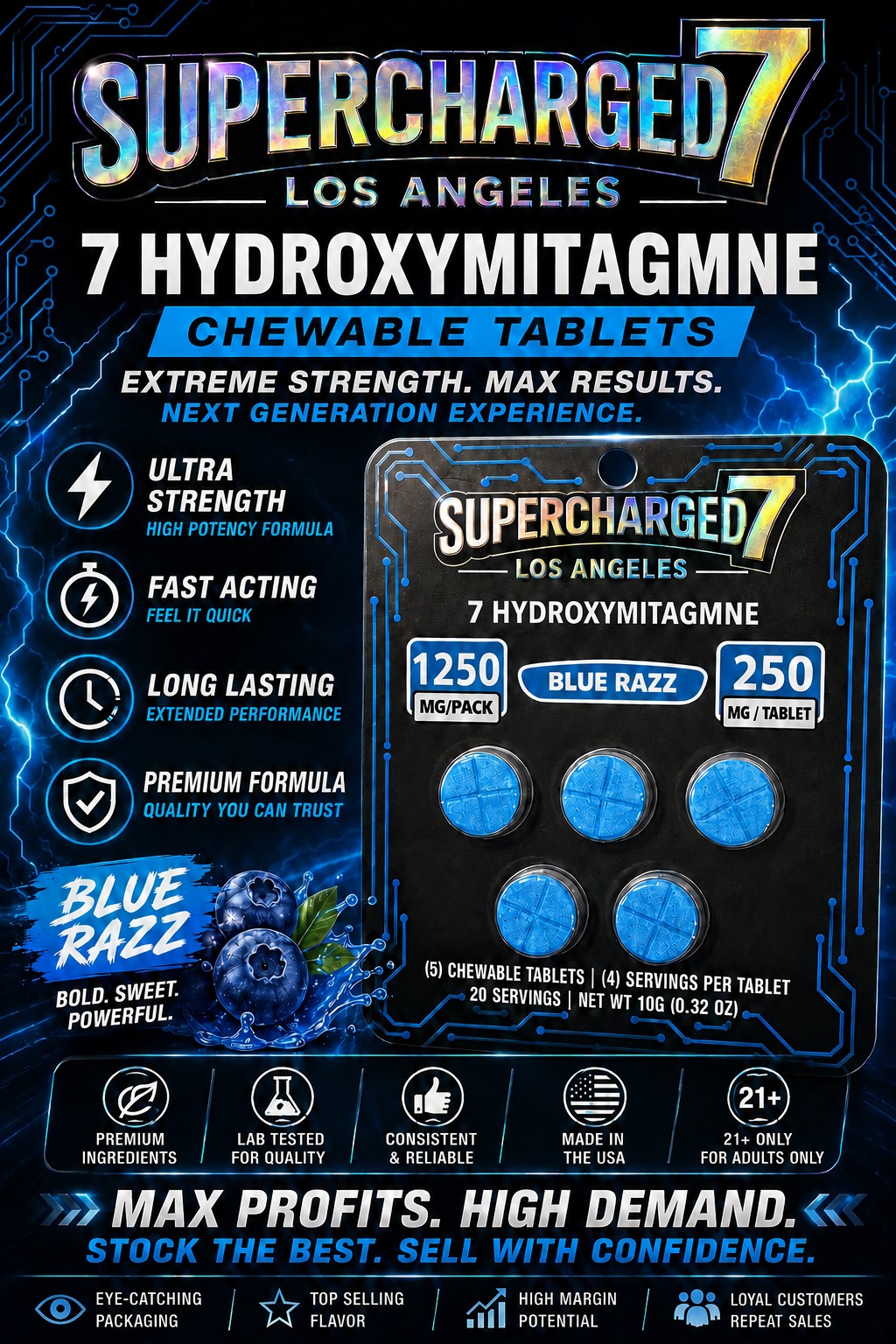 SUPERCHARG 7OH 250MG 5PK BLU 10C