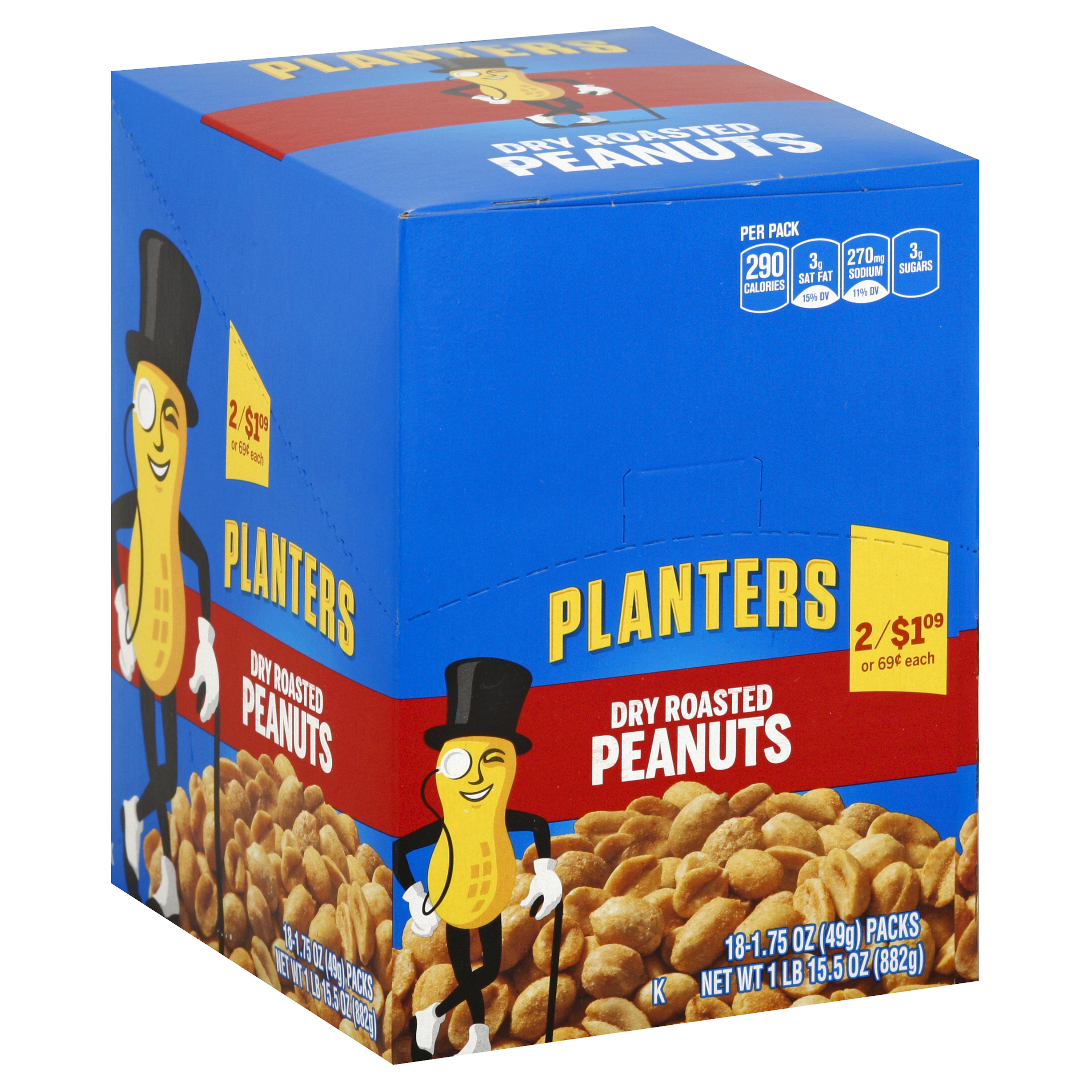 PLANTERS DRY ROASTED PEANUT 18CT