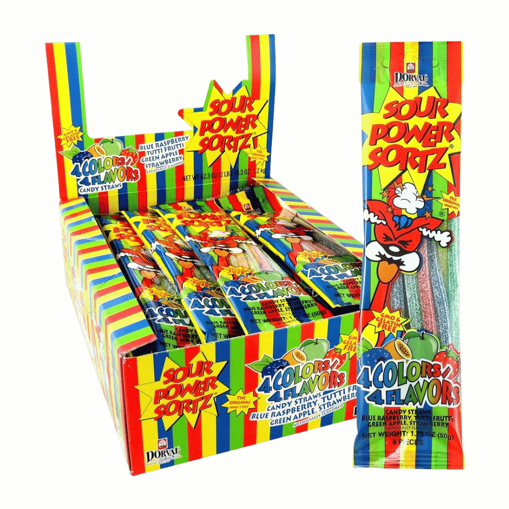 SOUR POWER STRAW SORTZ 4FLV 24CT