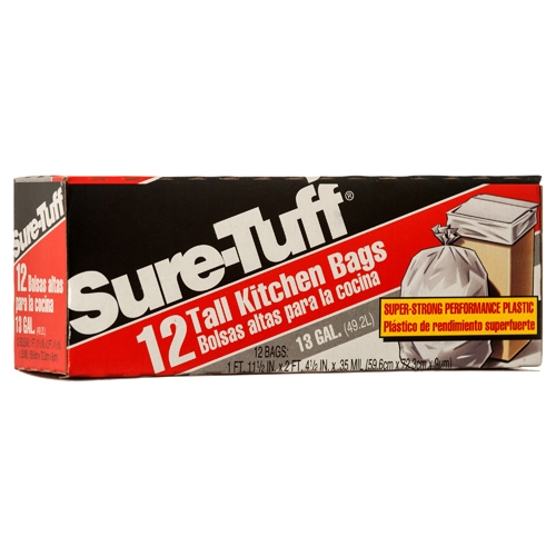 SURE TUFF 13GAL TRASH 12/15BAG