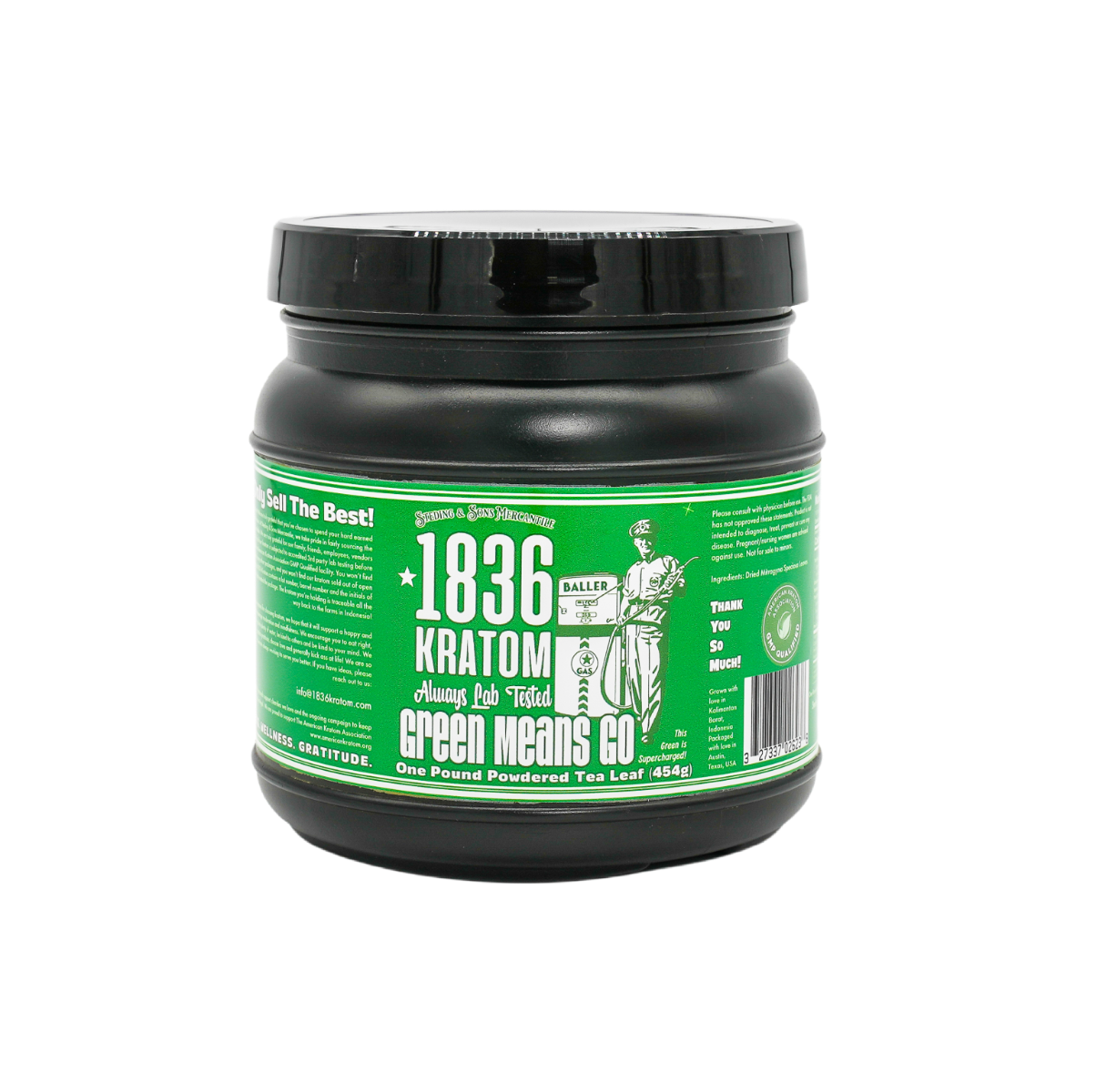 1836 KRATOM 1LB GREEN MEANS 1CT