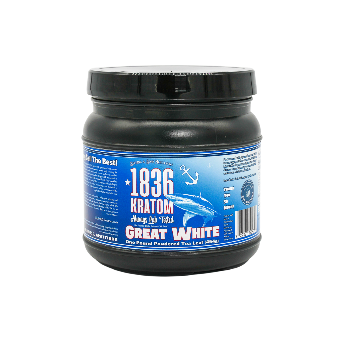 1836 KRATOM 1LB GREAT WHITE 1CT