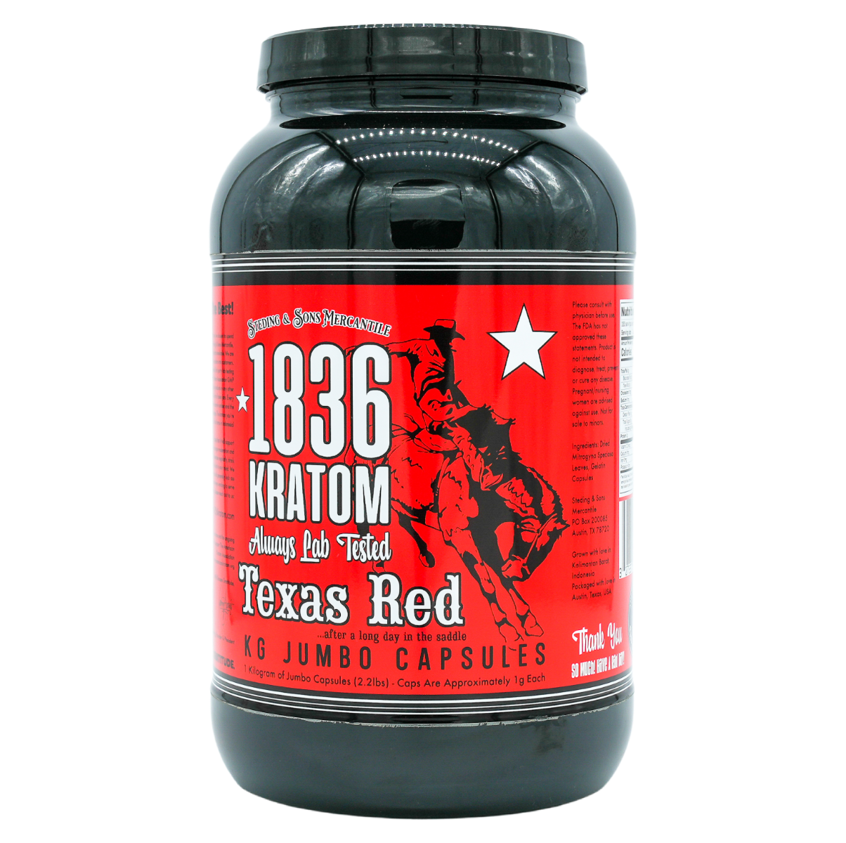 1836 KRATOM CAP 1KG TEXAS RED