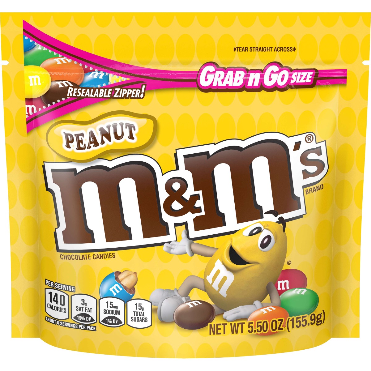 M & M PEG PEANUT GO PK 5OZ 12CT