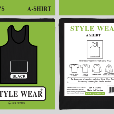 STYLE WEAR ASHIRT BLACK 1XL 12CT