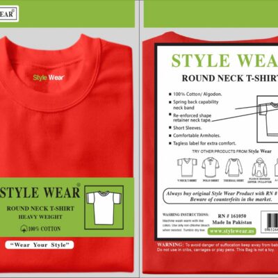 STYLE WEAR R NECK RED MD 6CT