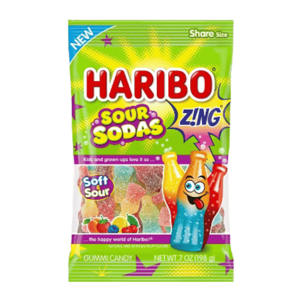 HARIBO PEG SOUR SODAS 4OZ 12CT