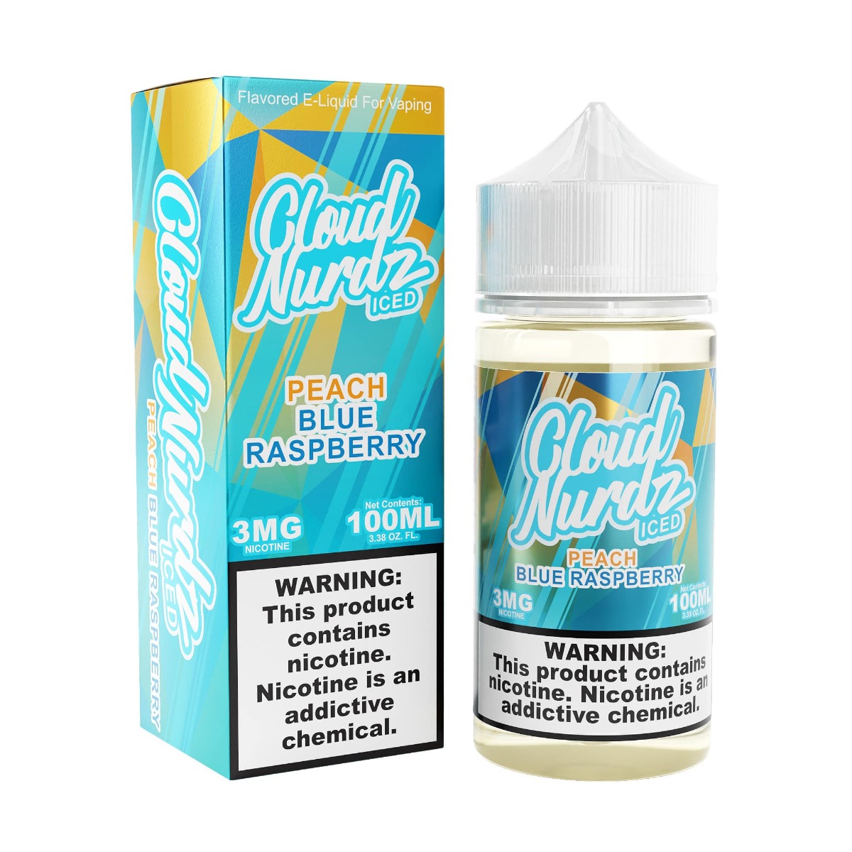 CLOUD NURDZ 100ML ICED BLUE RASPBERRY PEACH 6MG