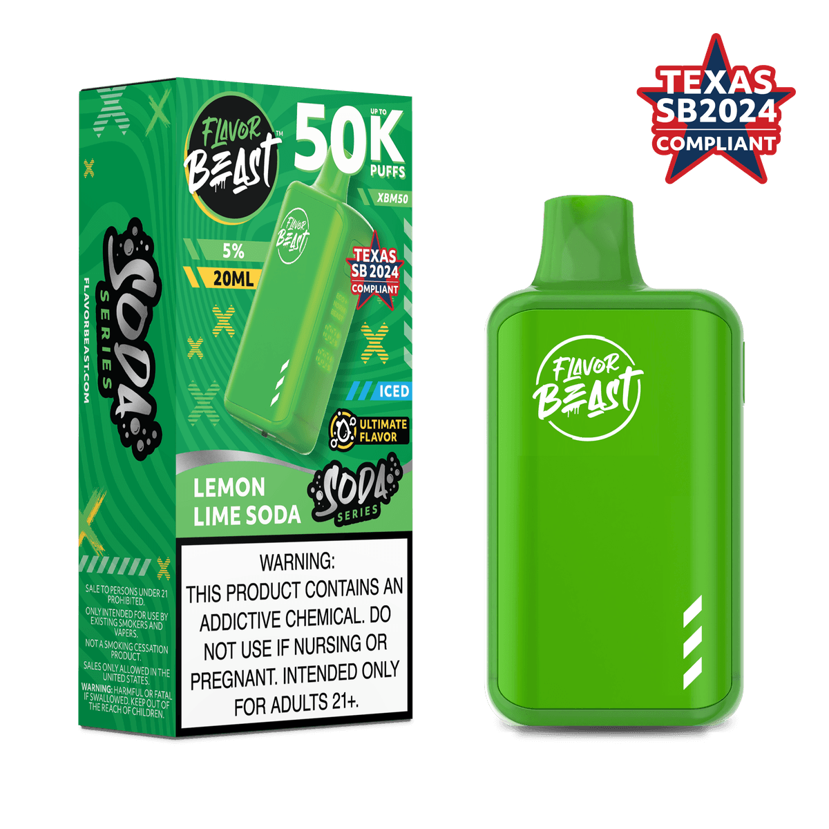 FLAVOR BEAST 50K SODA LEMON 5CT