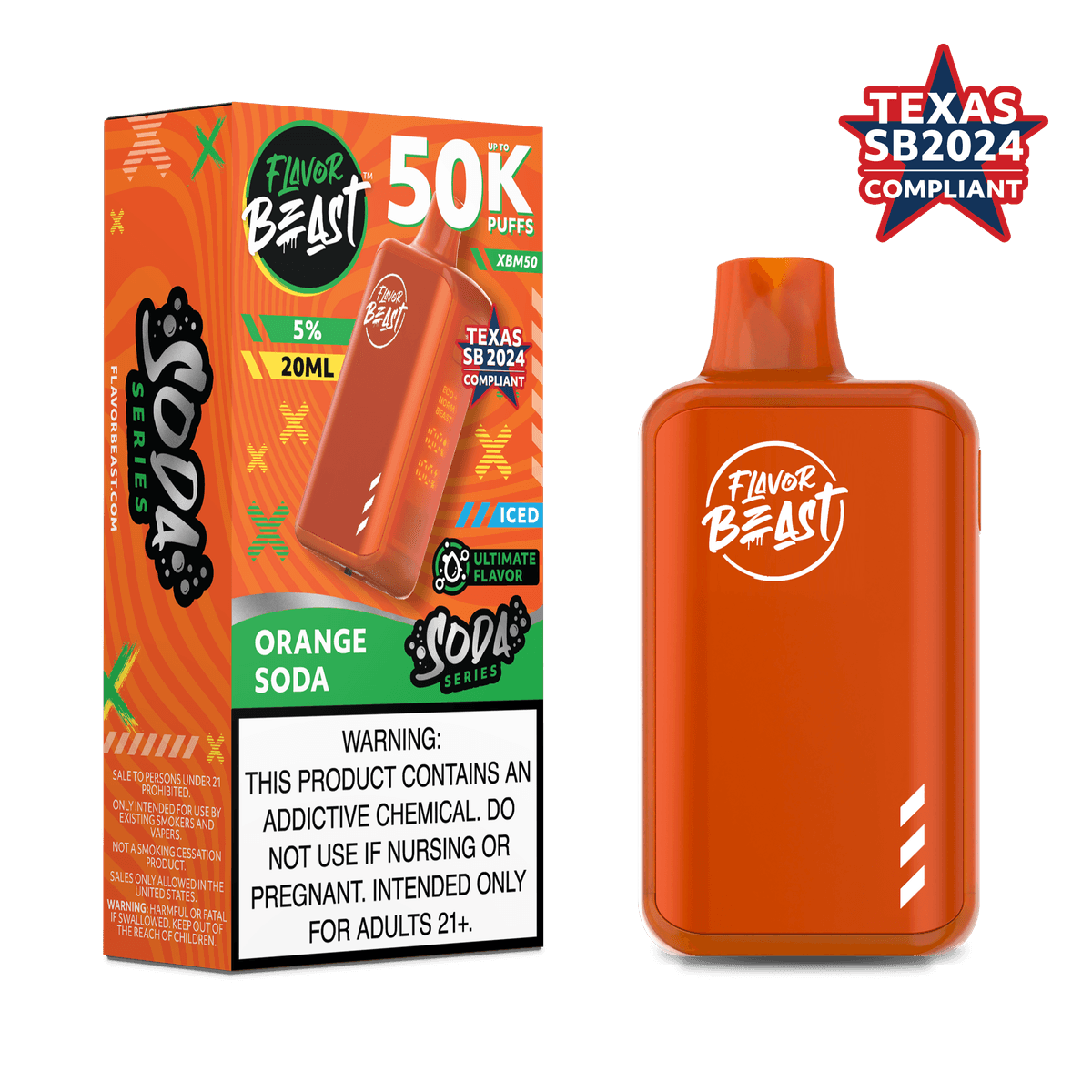 FLAVOR BEAST 50K SODA ORANGE 5CT