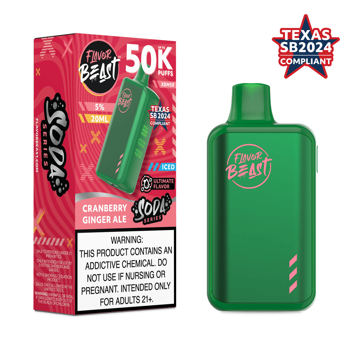 FLAVOR BEAST 50K SODA CRAN 5CT