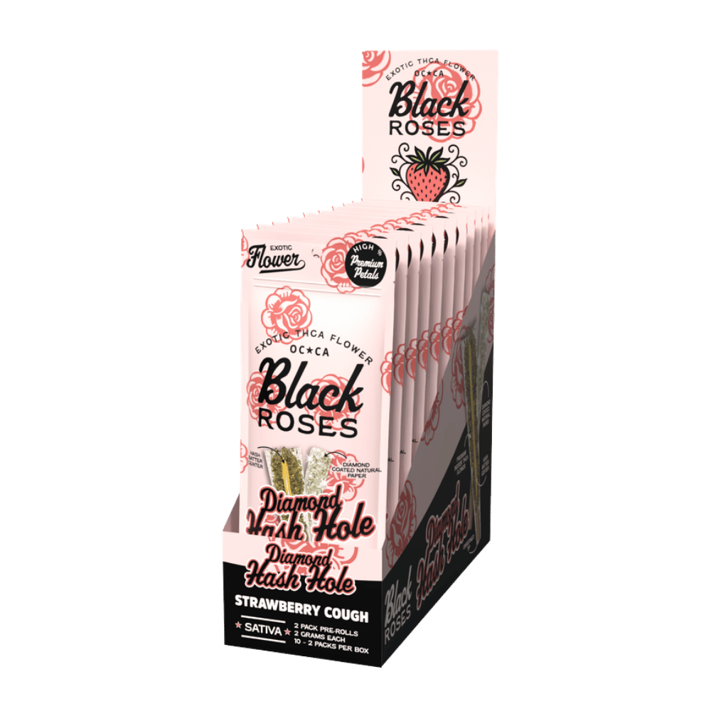 BLACK ROSES DIA HASH STRAW 10/2P