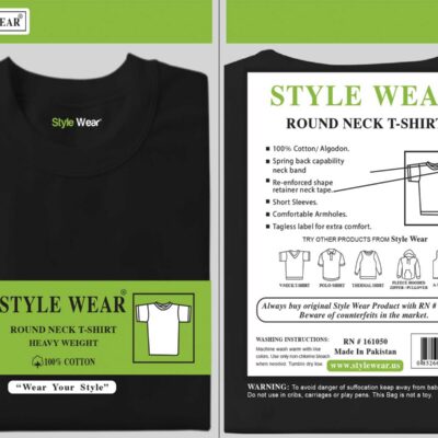 STYLE WEAR R NECK BLACK 1XL 6CT